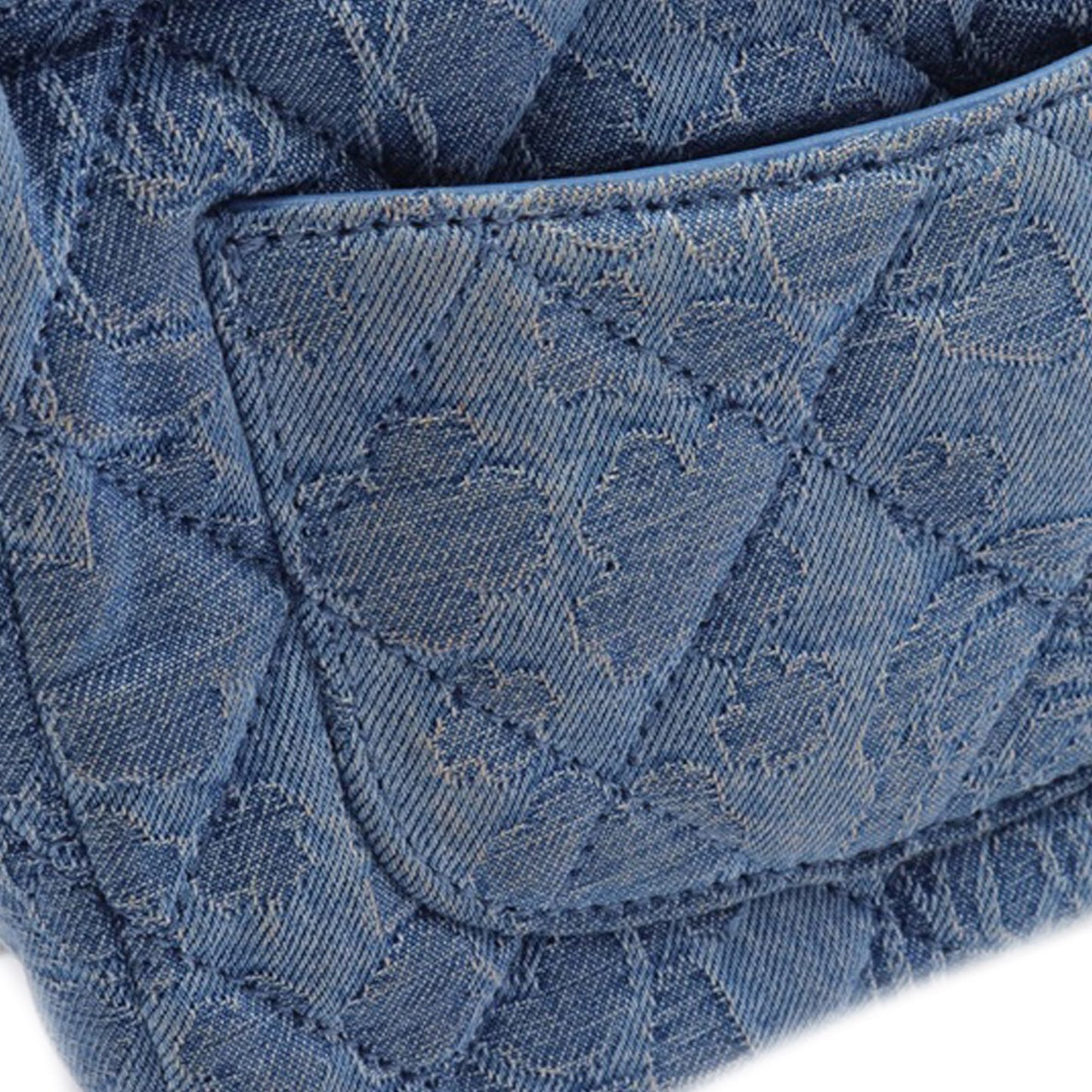 Blue Chanel Mini Quilted Denim Camellia Sweetheart Flap Crossbody Bag