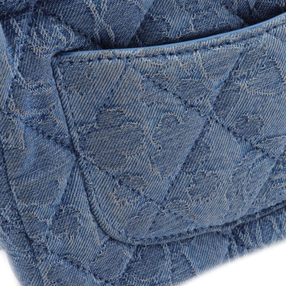 Blue Chanel Mini Quilted Denim Camellia Sweetheart Flap Crossbody Bag