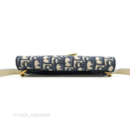 Christian Dior Navy Oblique Slim Saddle Pouch