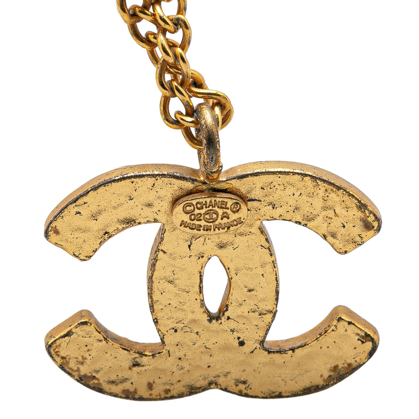 Gold Chanel Gold Plated And Enamel CC Pendant Necklace