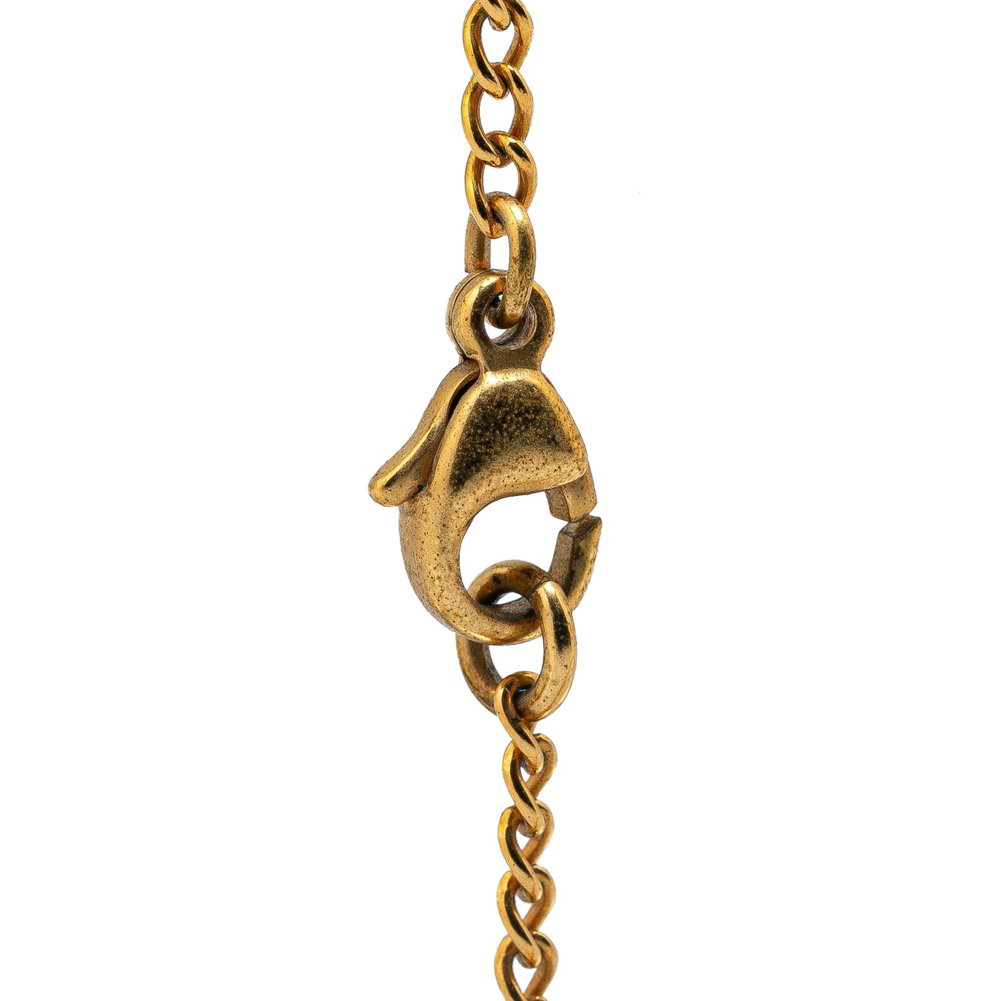Gold Chanel Gold Plated And Enamel CC Pendant Necklace