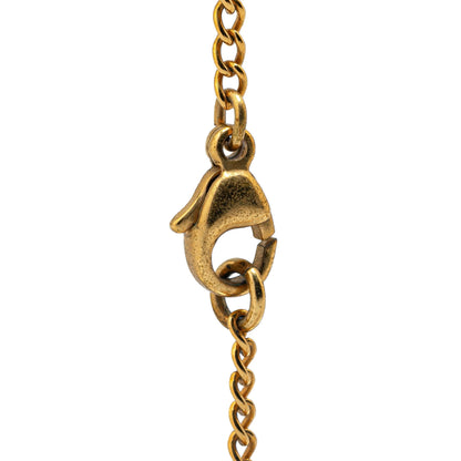 Gold Chanel Gold Plated And Enamel CC Pendant Necklace
