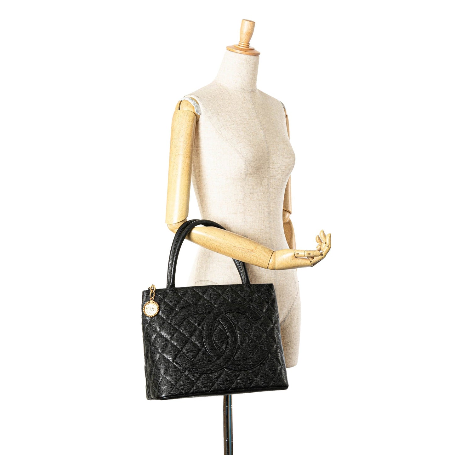Black Chanel Caviar Medallion Tote
