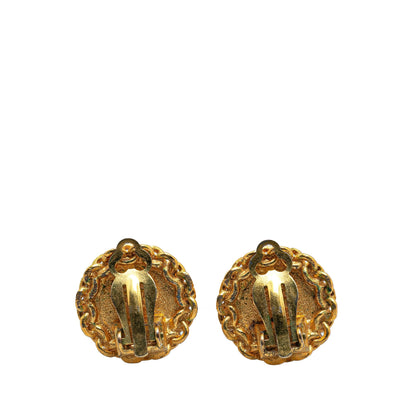 Gold Chanel Gold Plated CC Clip On Earrings