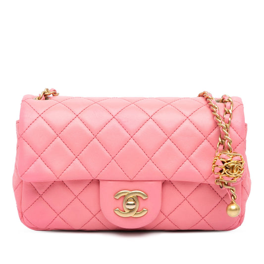 Chanel Sac Mini Rectangular Lambskin Pearl Crush Flap