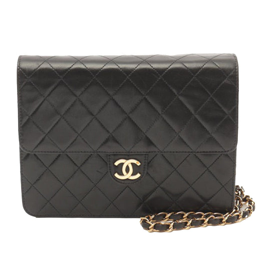 Black Chanel CC Quilted Lambskin Single Flap Crossbody Bag
