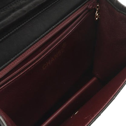 Black Chanel CC Quilted Lambskin Single Flap Crossbody Bag