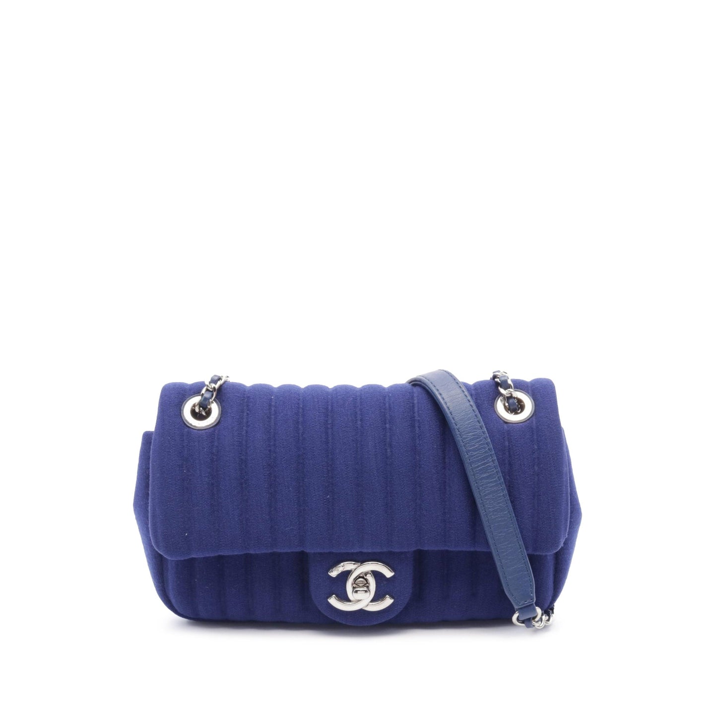 Blue Chanel Quilted Jersey Mademoiselle Flap Crossbody Bag