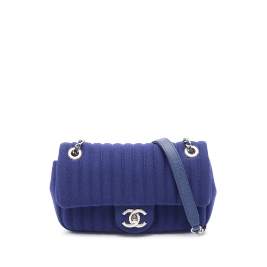Blue Chanel Quilted Jersey Mademoiselle Flap Crossbody Bag