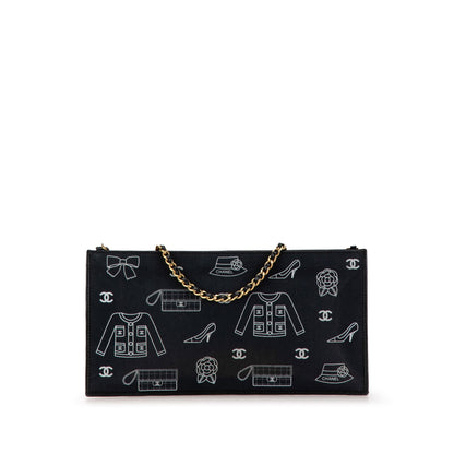 Black Chanel Canvas Symbols Chain Pochette Shoulder Bag
