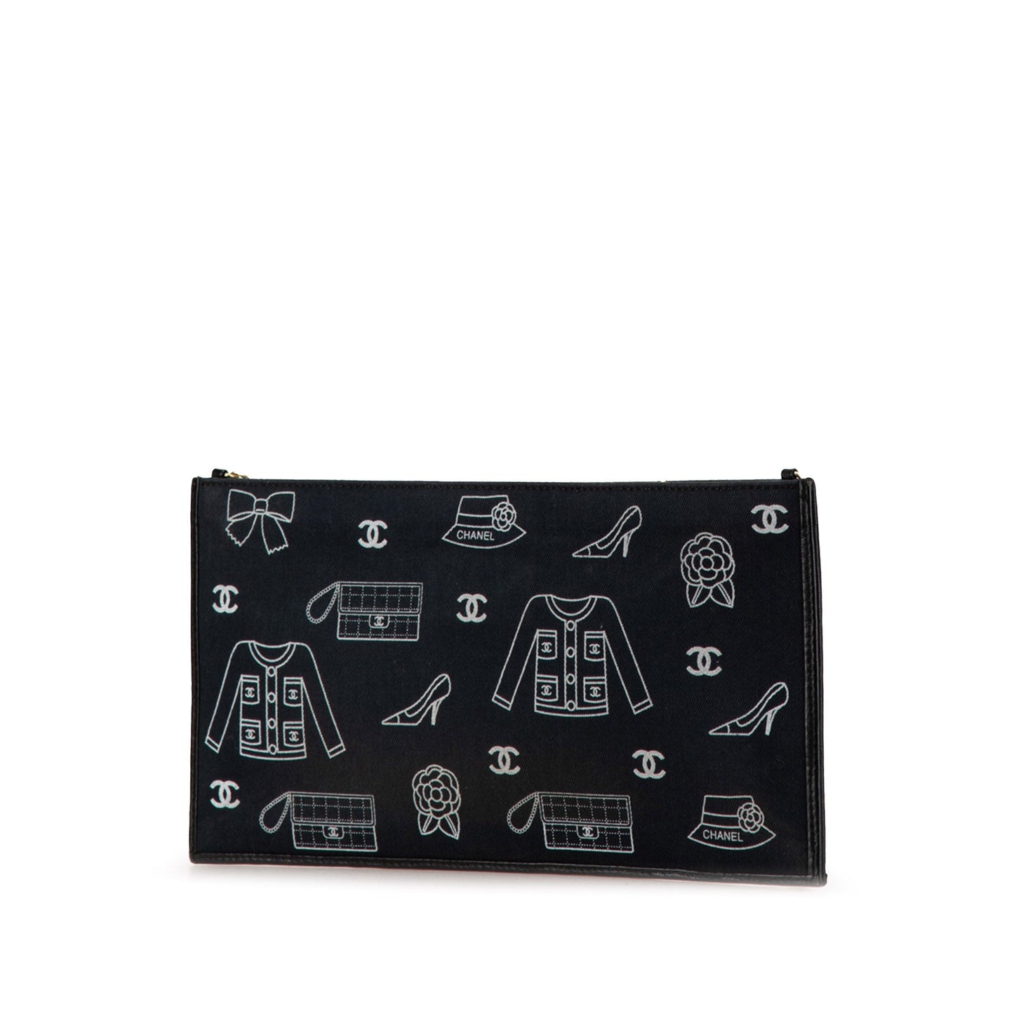 Black Chanel Canvas Symbols Chain Pochette Shoulder Bag