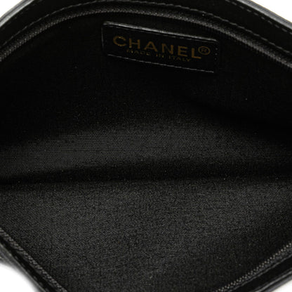 Black Chanel Canvas Symbols Chain Pochette Shoulder Bag