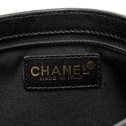 Black Chanel Canvas Symbols Chain Pochette Shoulder Bag