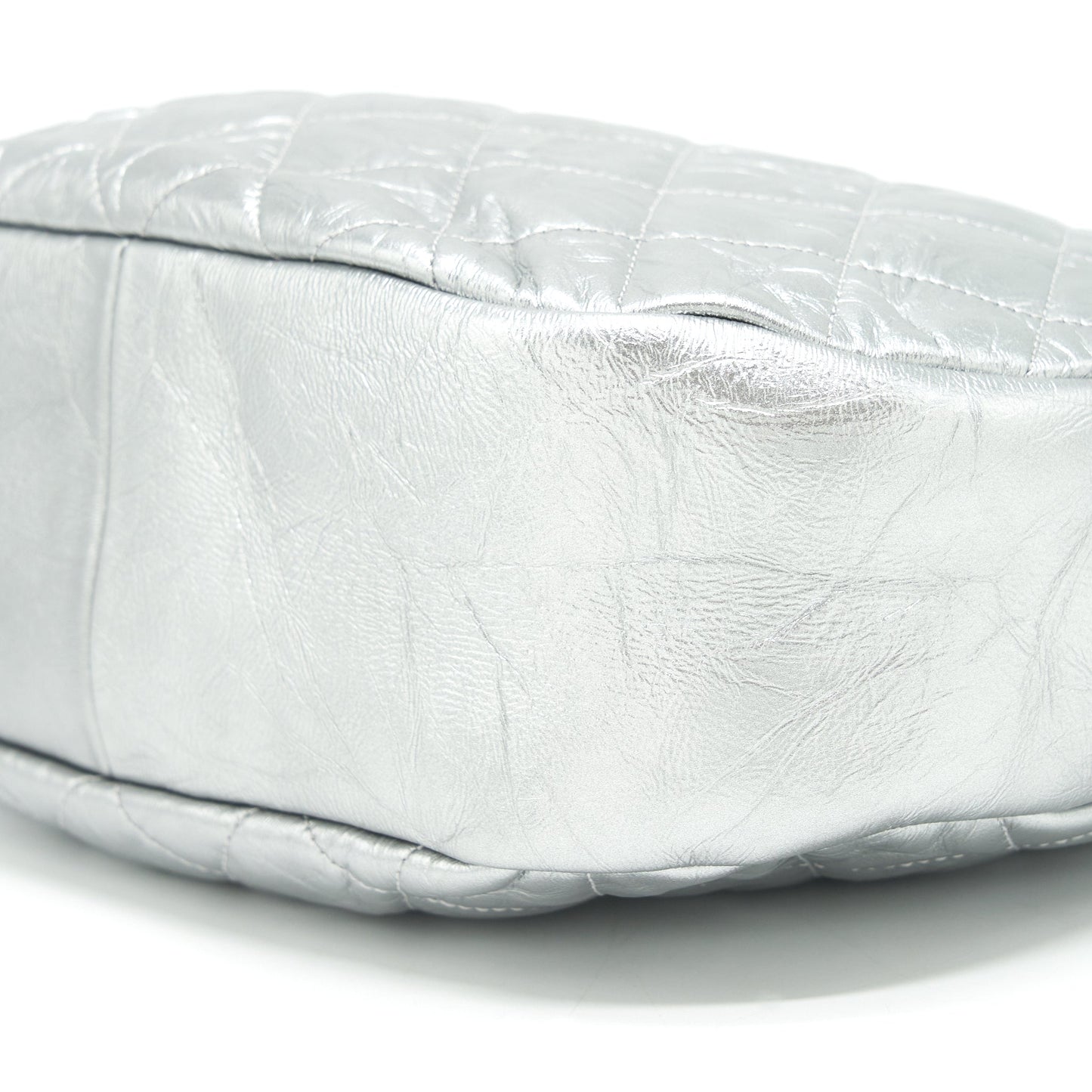 Chanel Small 31 Bag Quilted Crumpled Calfskin Metallic Silver SHW
