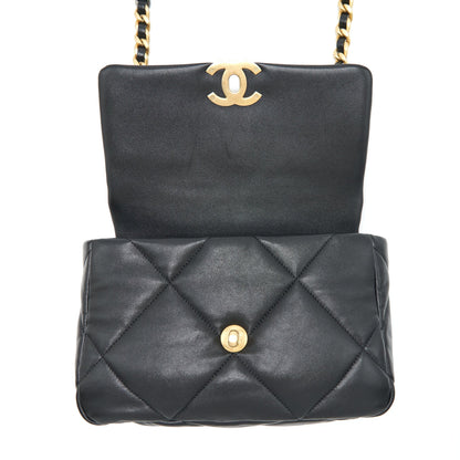 Chanel Small 19 Bag Lambskin Black With Gold And Silver Hardware