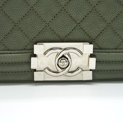 Chanel Medium Boy Bag Caviar Light Green SHW