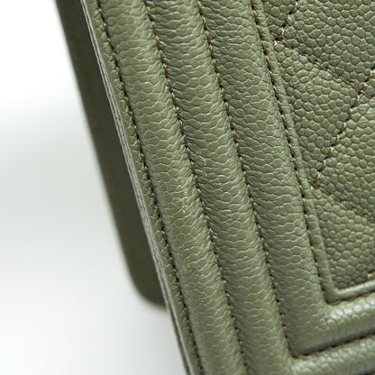 Chanel Medium Boy Bag Caviar Light Green SHW