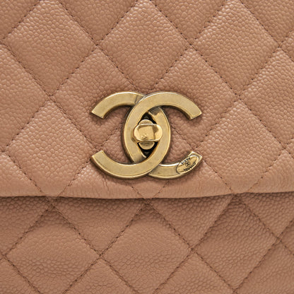 Chanel Round Flap Bag Caviar Dark Beige GHW