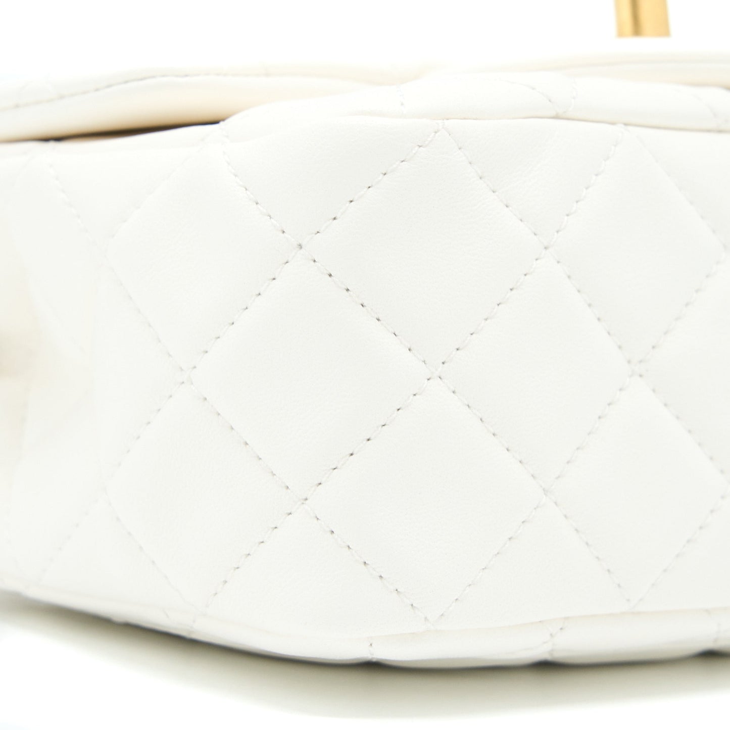 Chanel Pearl Crush Mini Square Flap Bag Lambskin White GHW(Microchip)