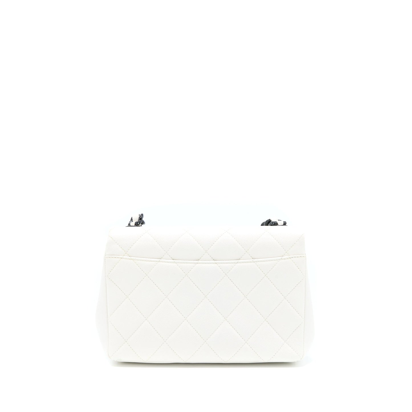 Chanel Seasonal Flap Bag Caviar White With Black Hardware
