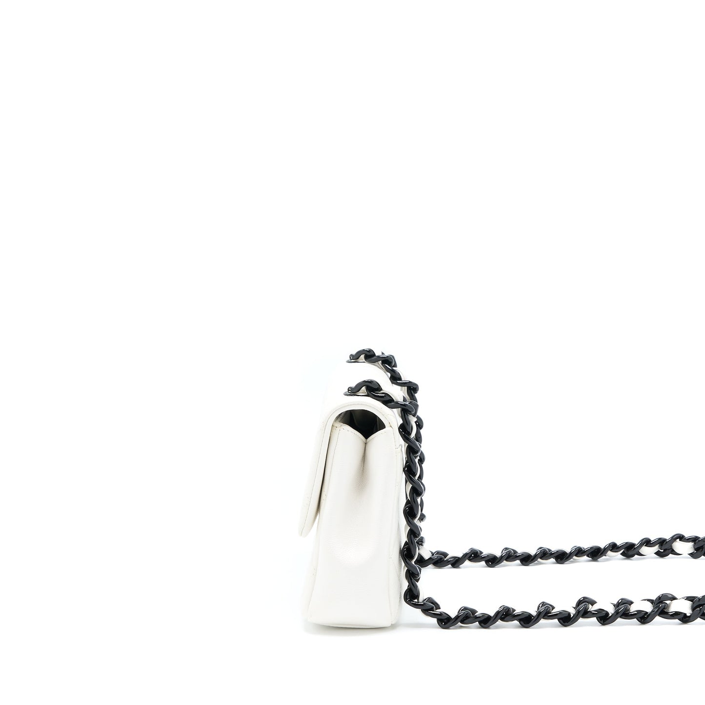 Chanel Seasonal Flap Bag Caviar White With Black Hardware