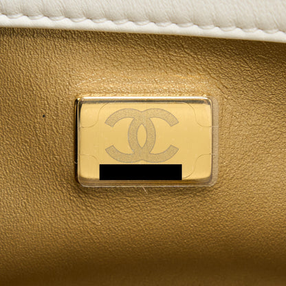 Chanel Pearl Crush Mini Square Flap Bag Lambskin White GHW(Microchip)