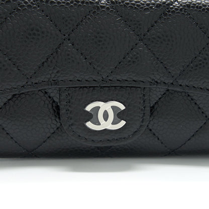 Chanel Classic Flap Card Holder Caviar Black SHW