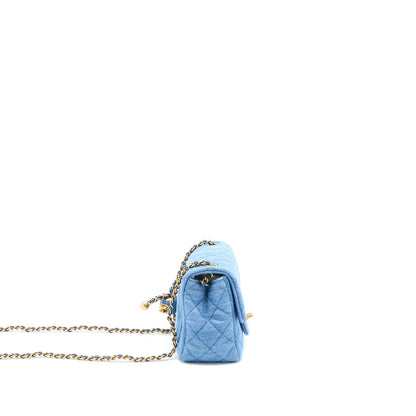 Chanel Pearl Crush Mini Square Flap Bag Denim GHW (Microchip)