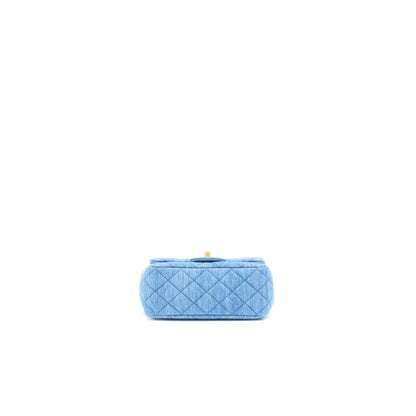 Chanel Pearl Crush Mini Square Flap Bag Denim GHW (Microchip)