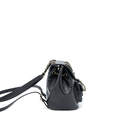 Chanel 22C Mini Duma Backpack Aged Calfskin Black LGHW (Microchip)