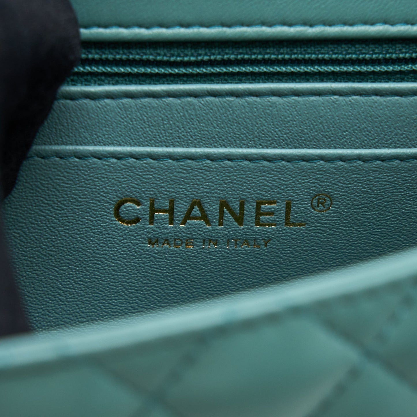 Chanel Mini Square Flap Bag Lambskin Light Green LGHW (Microchip)