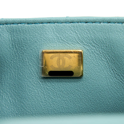 Chanel Mini Square Flap Bag Lambskin Light Green LGHW (Microchip)