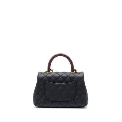 Chanel Small Coco Handle Caviar With Lizard Handle Black GHW