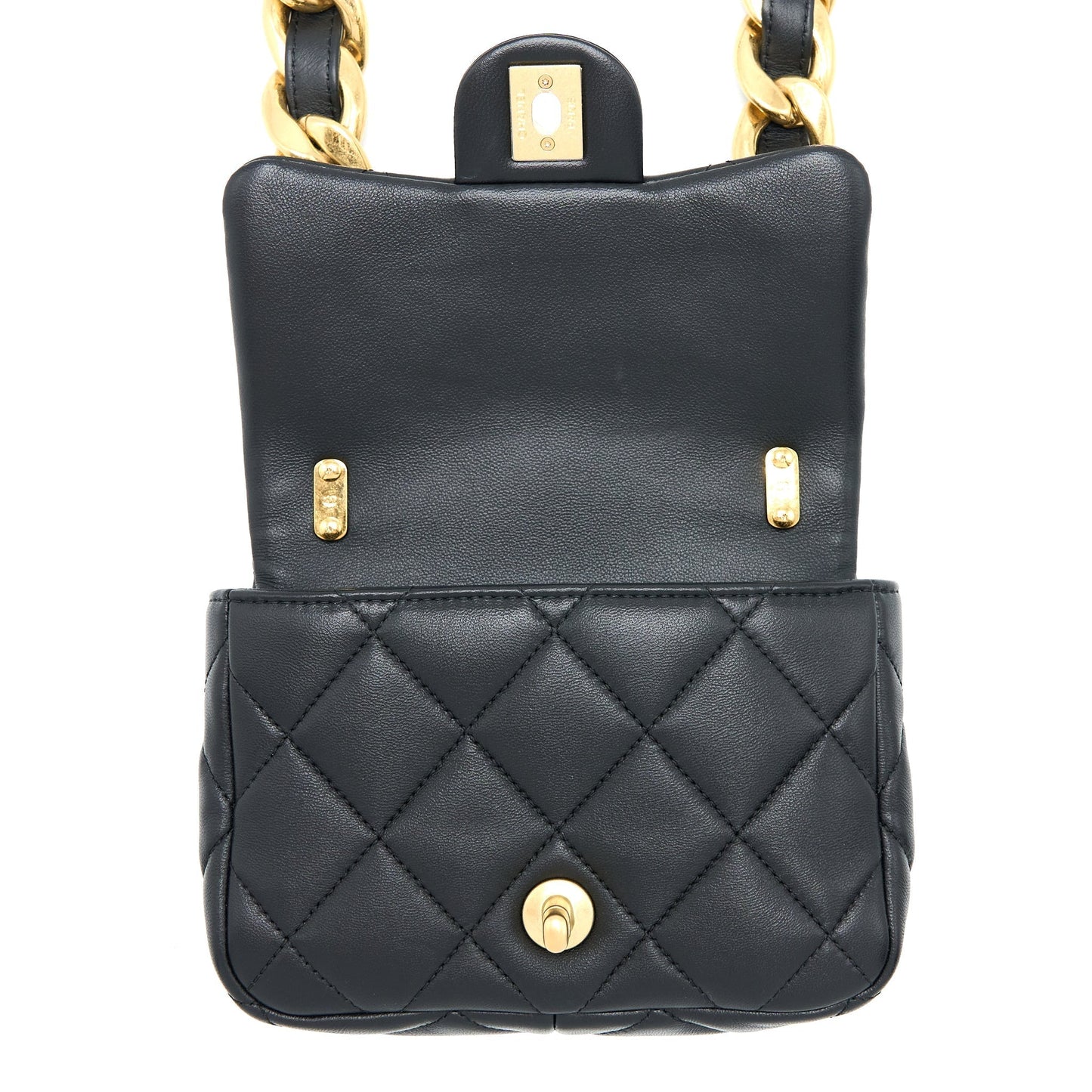 Chanel 22S Giant Chain Flap Shoulder Bag Lambskin Black GHW (Microchip)
