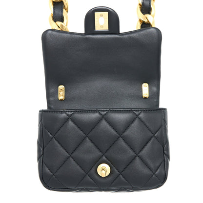 Chanel 22S Giant Chain Flap Shoulder Bag Lambskin Black GHW (Microchip)