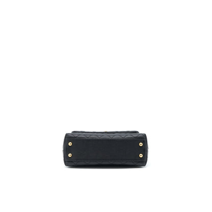 Chanel Small Coco Handle Caviar With Lizard Handle Black GHW