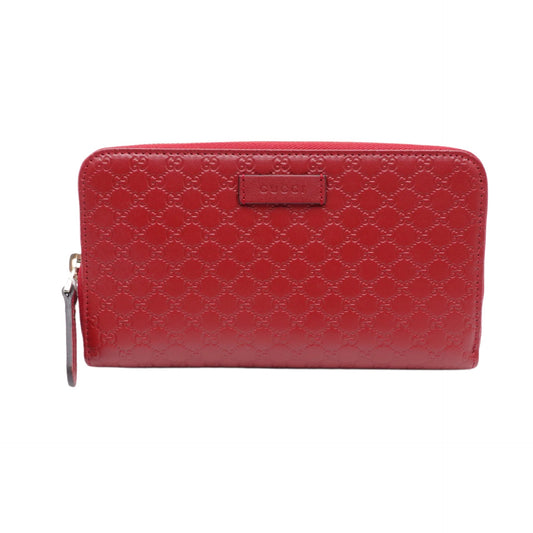 GG Red Microguccissima Zip Around Long Wallet