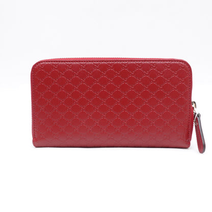 GG Red Microguccissima Zip Around Long Wallet