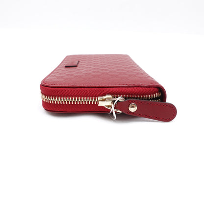 GG Red Microguccissima Zip Around Long Wallet