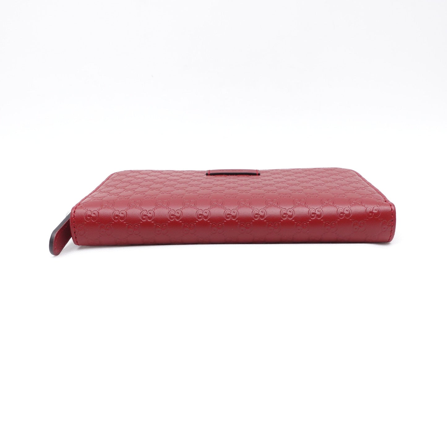 GG Red Microguccissima Zip Around Long Wallet