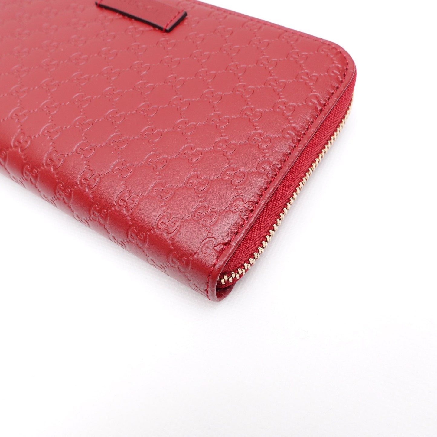 GG Red Microguccissima Zip Around Long Wallet