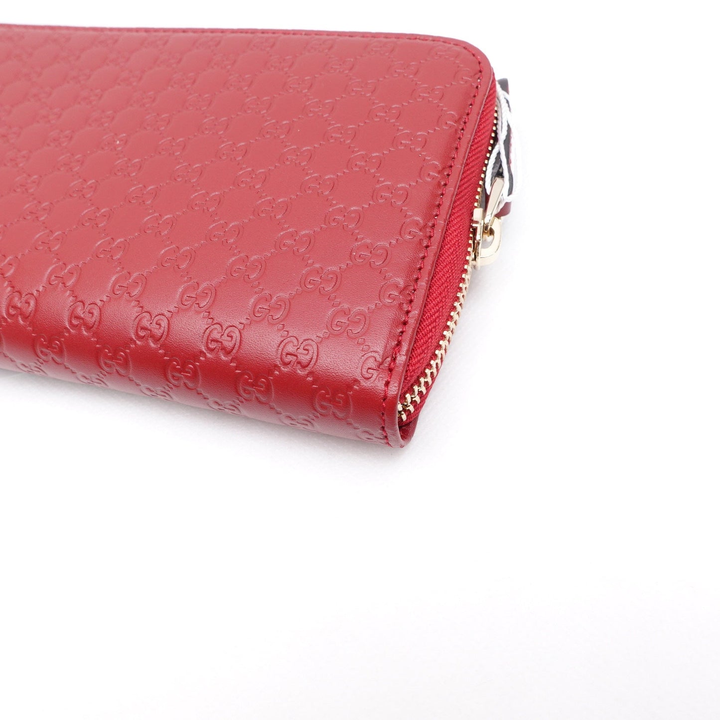 GG Red Microguccissima Zip Around Long Wallet