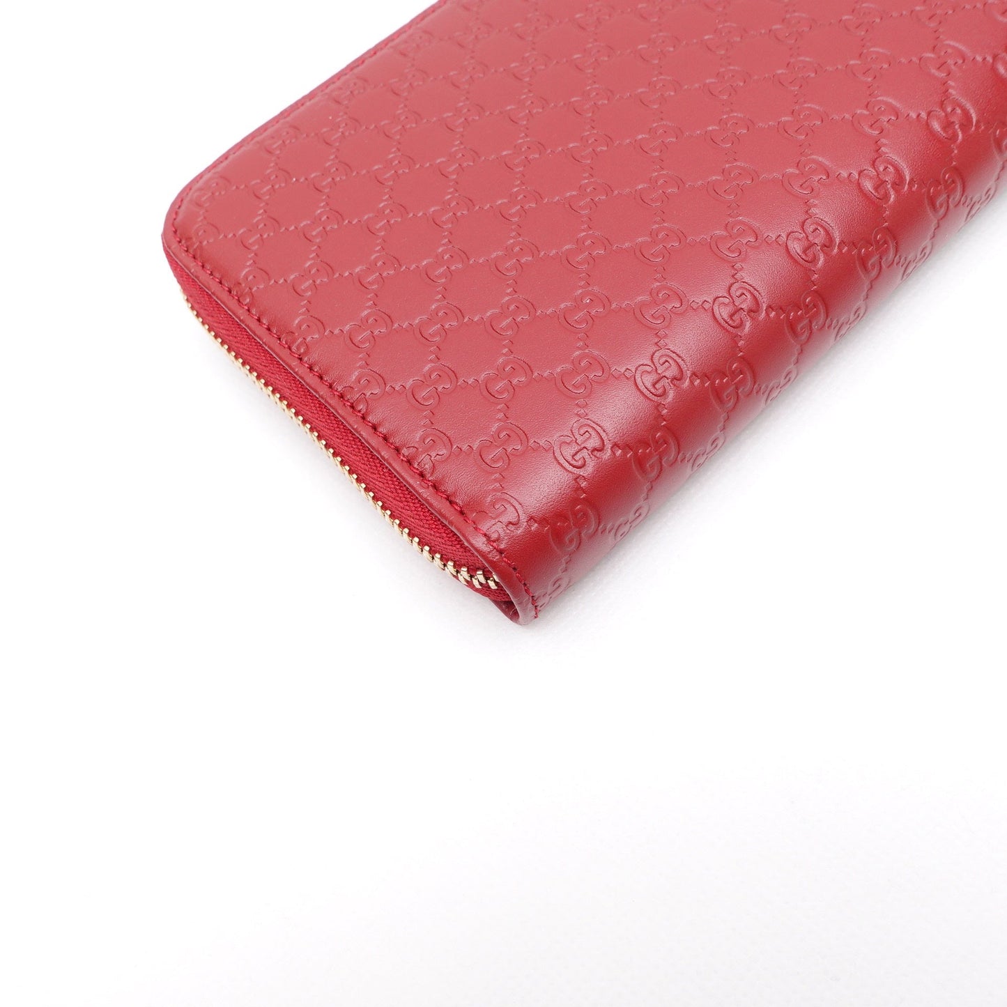 GG Red Microguccissima Zip Around Long Wallet