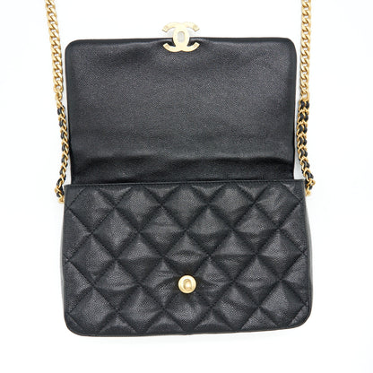 Chanel 22P Medium Melody Bag Grained Calfskin Black GHW (Microchip)