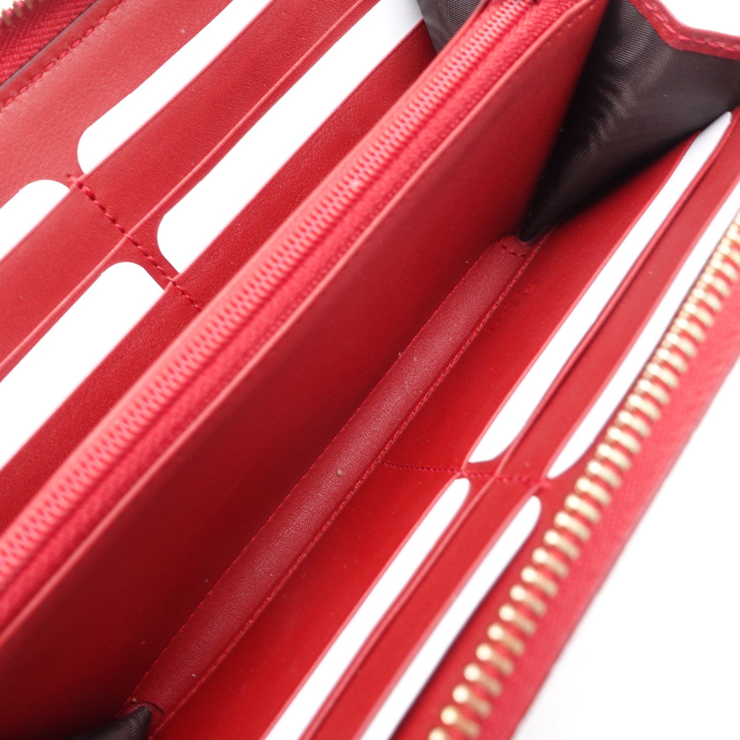 GG Red Microguccissima Zip Around Long Wallet