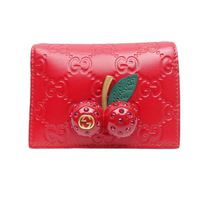 GG Red Cherry Guccissima Short Wallet