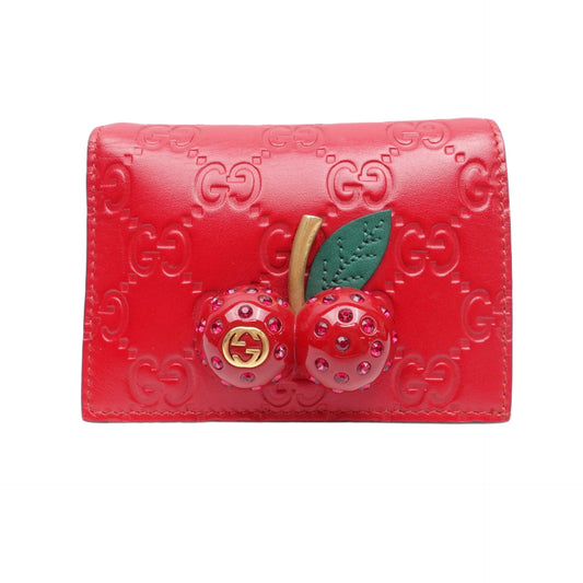 GG Red Cherry Guccissima Short Wallet