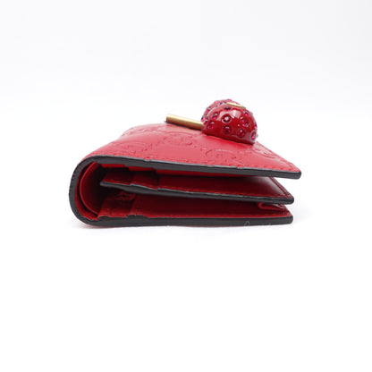 GG Red Cherry Guccissima Short Wallet