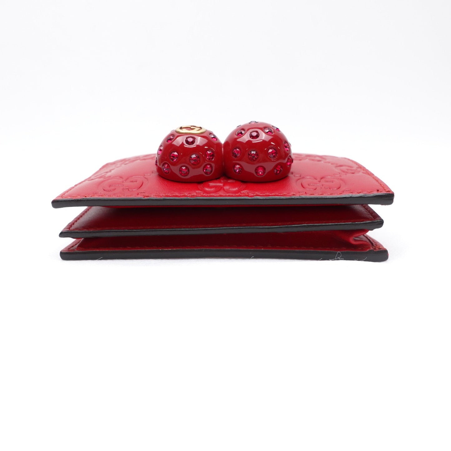 GG Red Cherry Guccissima Short Wallet