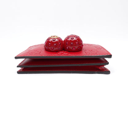GG Red Cherry Guccissima Short Wallet